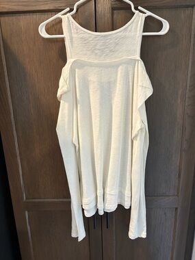 Anthropologie Cold Shoulder Long Sleeve  Top Ivory Size L 100% Cotton